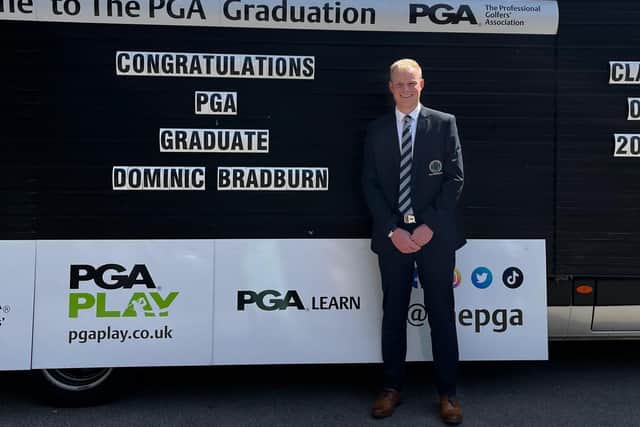 Panmure’s Dominic Bradburn pictured at The PGA Graduation Ceremony at the University of Birmingham