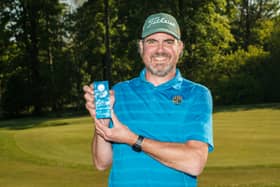 Glencruitten’s Martin Shields poses with his trophy after winning the net section in the 2025 PING Scottish Open for Golfers with a Disability at Rowallan Castle in Ayrshire 