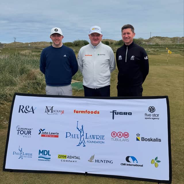 Paul Lawrie flanked by fellow North-East professionals Kris Nicol, left, and Philip McLean