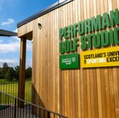 An external shot of the University of Stirling's new state-of-the-art Performance Golf Studio, located on the Stirling campus