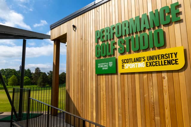 An external shot of the University of Stirling's new state-of-the-art Performance Golf Studio, located on the Stirling campus