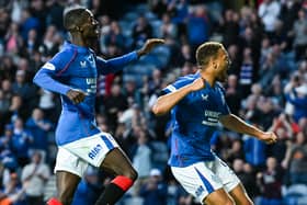 Rangers striker hit the 50 goal mark for the club in last night's 3-1 win over Dundee United at Ibrox. Cr: SNS Group.