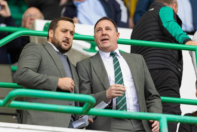 Hibs owner Ian Gordon, left, and sporting director Malky Mackay.