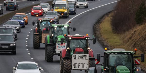 Farmers protest over Labour's changes to inheritance tax on the Edinburgh city bypass (Picture: Jeff J Mitchell)