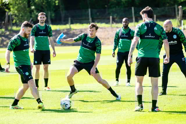 Hibs train ahead of their final match of the season.