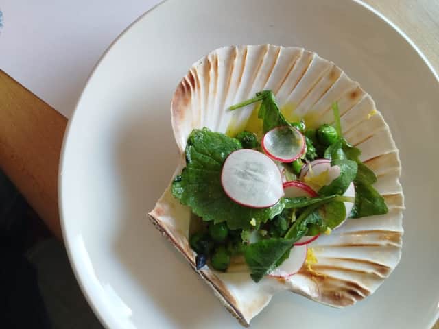 A hand dived scallop served as part of the lunch at Inver.