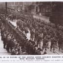 Funeral of 100 soldiers from the 7th Battalion (Leith) Royal Scots who died in the Gretna Green rail disaster on May  22 1915. A new exhibition on the tragedy and the men who lost their lives has opened at the Out of the Blue Drill Hall in Dalmeny Street, where the battalion was based. PIC: Royal Scots Regimental Museum