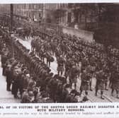 Funeral of 100 soldiers from the 7th Battalion (Leith) Royal Scots who died in the Gretna Green rail disaster on May  22 1915. A new exhibition on the tragedy and the men who lost their lives has opened at the Out of the Blue Drill Hall in Dalmeny Street, where the battalion was based. PIC: Royal Scots Regimental Museum