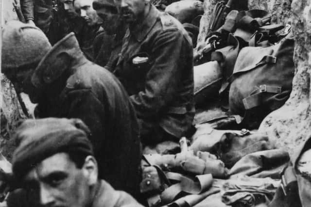 Men of the 7th Battalion of the Royal Scots in the trenches at Gallipoli in the months after the train crash near Gretna Green which killed more than 200 soldiers from the regiment. PIC: Royal Scots Regimental Museum.