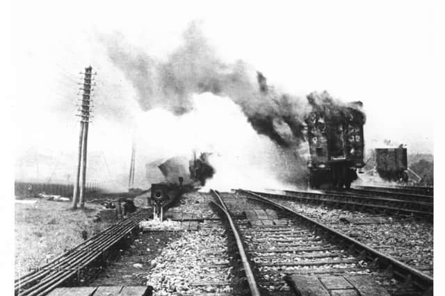 The scene near Quintinshill signal box, just north of Gretna Green, immediately after the crash. PIC: Royal Scots Regimental Museum.