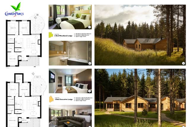 Visuals of the lodges planned for the Center Parcs village