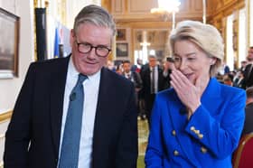 Prime Minister Sir Keir Starmer and European Commission President Ursula von der Leyen after hosting a joint press conference during the UK-EU Summit at Lancaster House in London