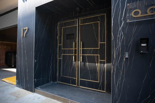The entrance to Tape London in Mayfair, central London, where American RnB singer Chris Brown is alleged to have launched an "unprovoked attack" in which the complainant was struck several times with a bottle.