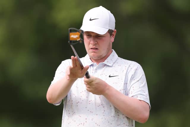 Bob MacIntyre sizes up a putt during last week’s PGA Championship at Quail Hollow Country Club in North Carolina