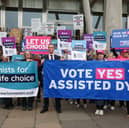 Liam McArthur MSP with supporters of his Assisted Dying Bill outside the Scottish Parliament (Picture: Jeff J Mitchell)