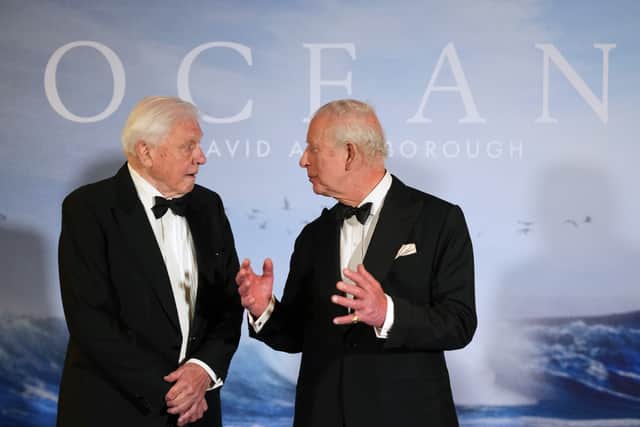 David Attenborough and King Charles at the recent premiere of the film 'Ocean with David Attenborough' (Picture: Alistair Grant)