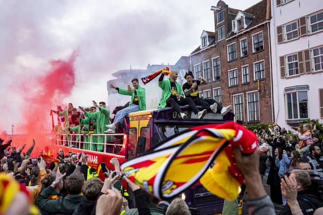 Go Ahead Eagles celebrate winning the KNVB Cup last month.
