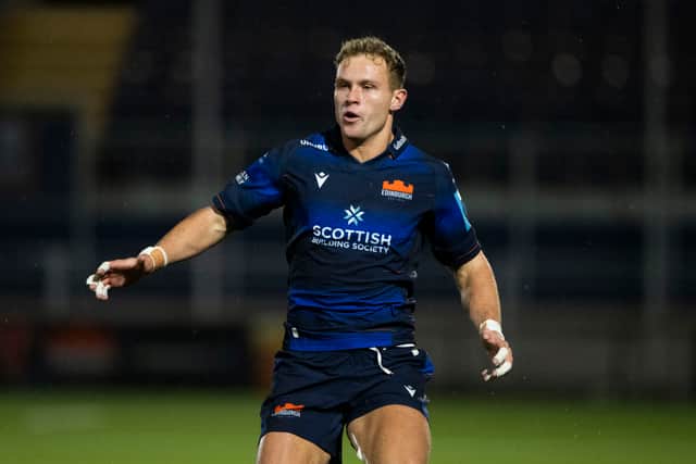 Edinburgh's Nathan Sweeney in action during a pre-season game against Bath at Hive Stadium in 2023.