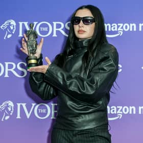 Charli XCX, winner of the Songwriter of the Year award, poses in the winners room at the Ivor Novello Awards 2025 at Grosvenor House on May 22, 2025 in London, England.