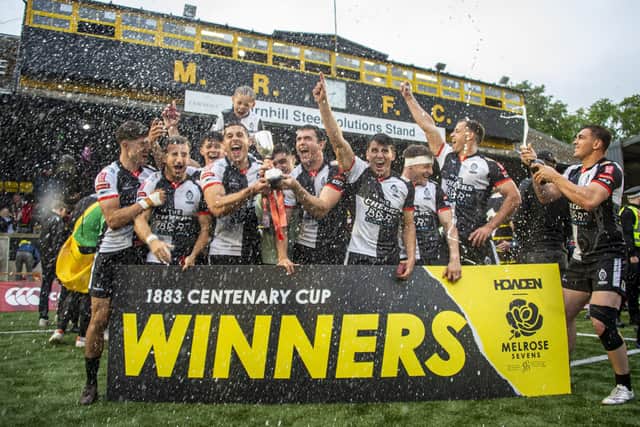 Shogun celebrate winning the Melrose Sevens.