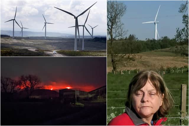 Ms Jackson says the red lights at night from the turbines round her home remind her of Mordor 