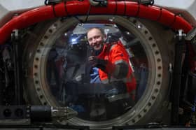 Secretary of State for Scotland Ian Murray sits inside a rescue submersible during a visit to defence contractor JFD Global in Renfrew in March