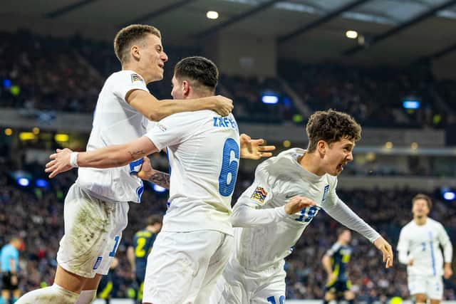 Greece defeated Scotland at Hampden.