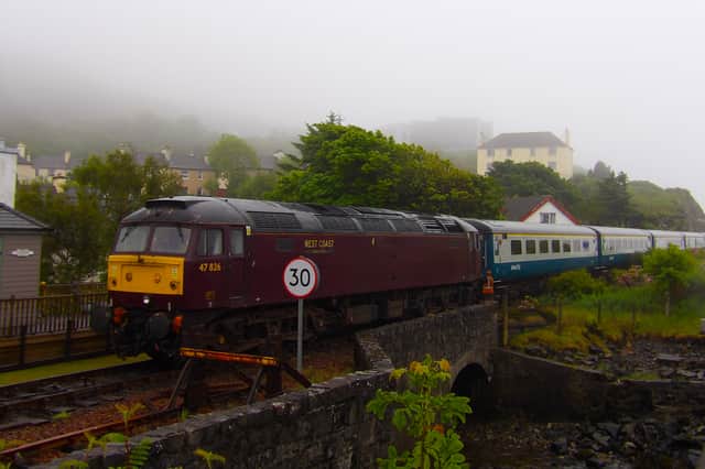 The Jacobite train being hauled by a diesel locomotive on Saturday May 24