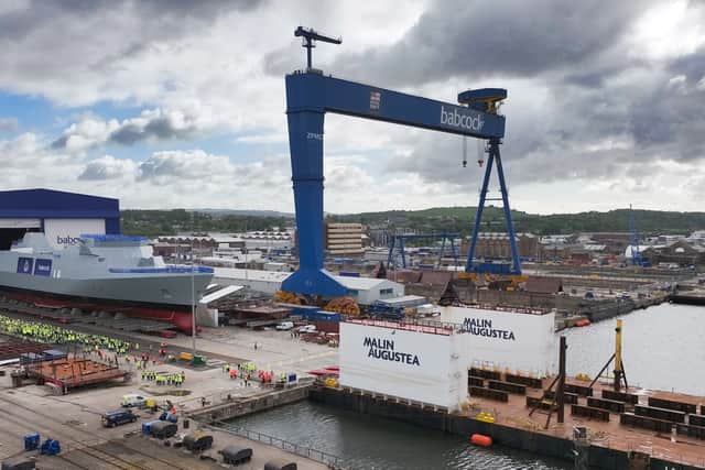HMS Venturer outside the Rosyth workshop
