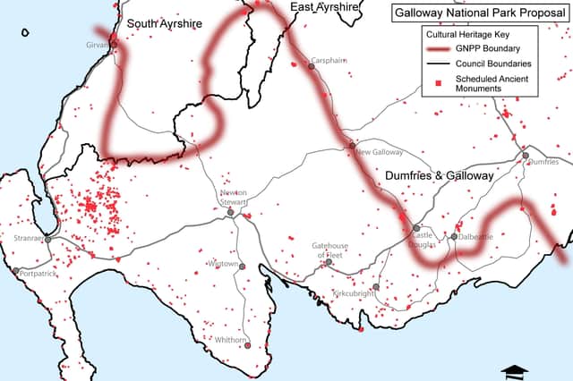 A map showing the proposed boundary of the Galloway National Park, which will not now go ahead