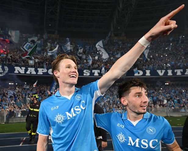 Scotland duo Scott McTominay and Billy Gilmour could be set to welcome a new striker to Napoli this summer. Cr: Getty Images.