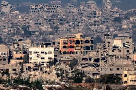 Buildings destroyed in northern Gaza. Former Israeli Prime Minister Ehud Olmert has said the numbers of Palestinian victims are reaching 'monstrous proportions' (Picture: Menahem Kahana)