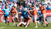 Bulls' Cameron Hanekom barges through the Edinburgh defence.