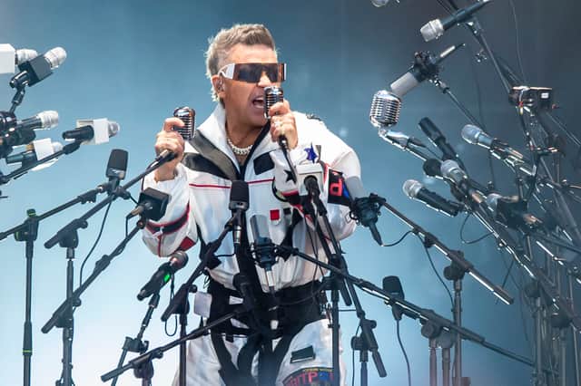 Robbie Williams performing at Murrayfield