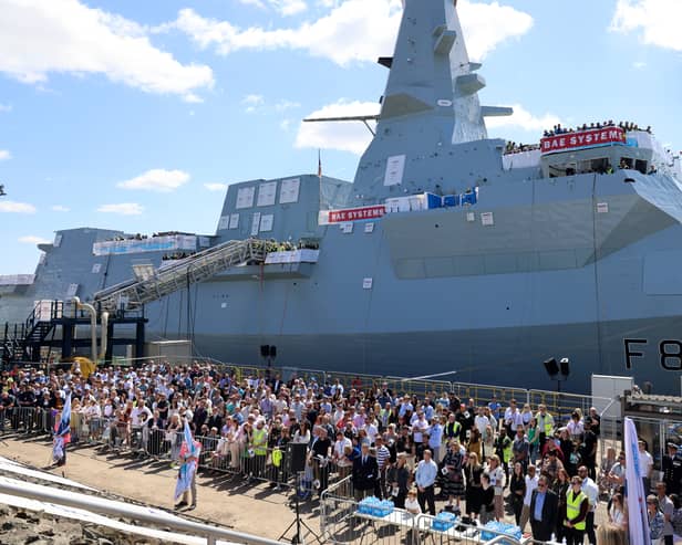 The naming ceremony for HMS Glasgow, at the BAE Systems shipyard in Scotstoun, Glasgow, where the Princess of Wales, Sponsor of HMS Glasgow, gave her blessing to the Royal Navy's newest warship last month