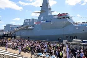 The naming ceremony for HMS Glasgow, at the BAE Systems shipyard in Scotstoun, Glasgow, where the Princess of Wales, Sponsor of HMS Glasgow, gave her blessing to the Royal Navy's newest warship last month