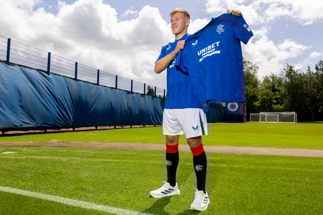 Connor Barron is unveiled as a Rangers player last summer.