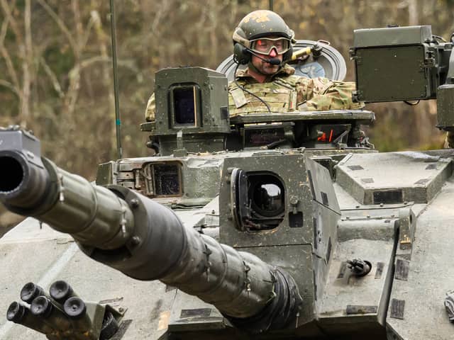 Prince William rides in a Challenger 2 tank while visiting British forces at the Tapa army base in northern Estonia in March (Picture: Raigo Pajula)