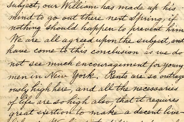 The letter written in 1868 which details Galloway's invention of an early writing machine, which he likened to a piano which printed letters.