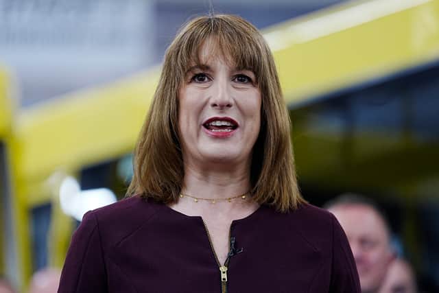 Chancellor of the Exchequer Rachel Reeves delivers a speech during a visit to Mellor Bus in Rochdale on June 4, 2025, to announce investments in regional transport
