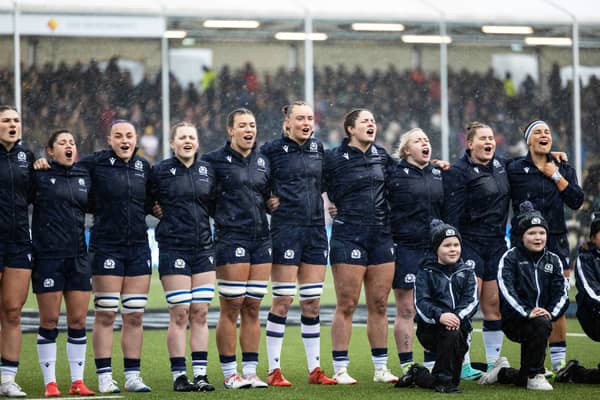 Scotland players before the match against England at Hive Stadium in 2024. The fixture is moving to Murrayfield next year.