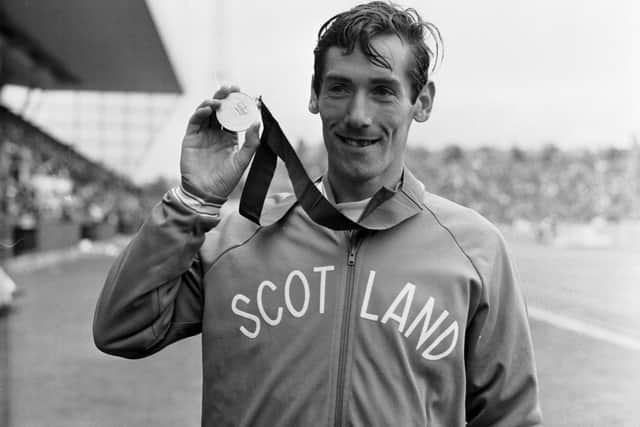 Lachie Stewart with his gold medal won in the Commonwealth Games 10,000 metres final at Meadowbank stadium Edinburgh in July 1970 (Picture: The Scotsman)