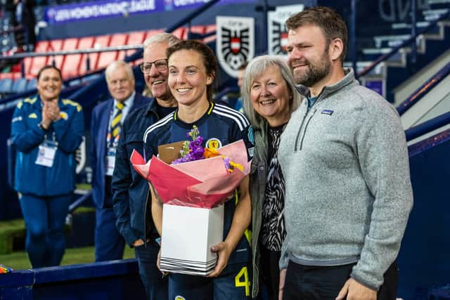 Recently retired Scotland Women icon Rachel Corsie will be on punditry duties at the Women’s Euros 2025. Cr: SNS Group.