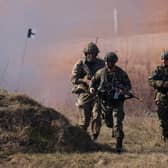 British soldiers storm an enemy position during Nato's 'Brilliant Jump' exercises in Poland last year (Picture:  Sean Gallup)