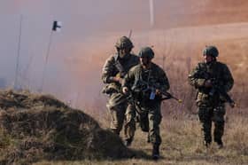 British soldiers storm an enemy position during Nato's 'Brilliant Jump' exercises in Poland last year (Picture:  Sean Gallup)
