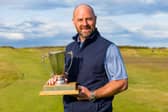 Craig Lee shows off the trophy at Royal Dornoch after winning the Northern Open for a second time