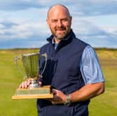 Craig Lee shows off the trophy at Royal Dornoch after winning the Northern Open for a second time