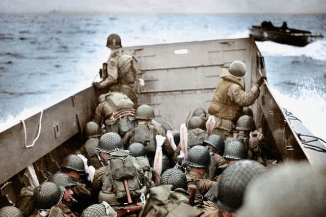 US soldiers approach Omaha beach in Normandy on D-Day, June 6, 1944. They were among the first wave of troops (Picture: Robert F Sargent, US Coast Guard/Galerie Bilderwelt)