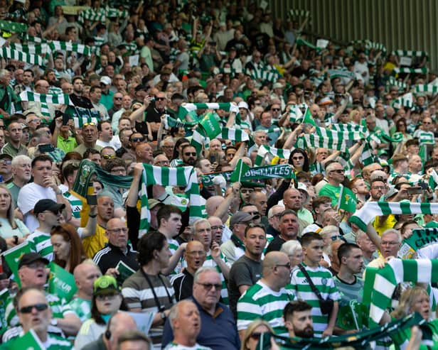 Celtic fans celebrate winning the Scottish Premiership title in the final match of the league season against St Mirren at Celtic Park, on May 17, 2025. (Photo by Craig Foy / SNS Group)