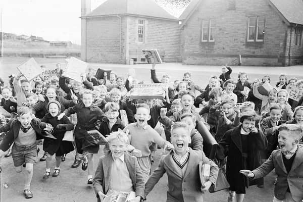 Joy as school ends for the summer holidays and the race is on to get the summer started in Edinburgh in 1959